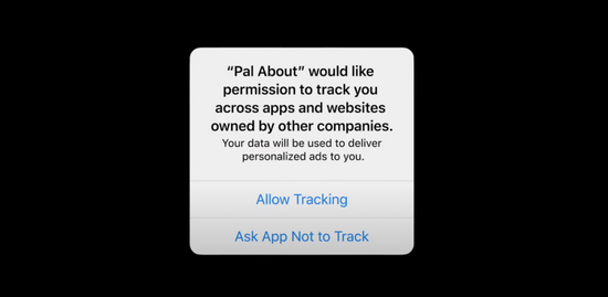“你的 App 想要追踪你的数据给你发广告，你同意追踪吗？”｜图片来源：Apple